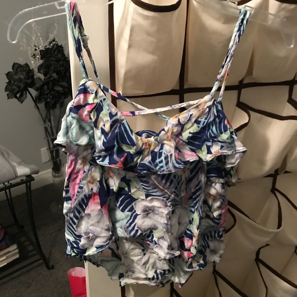 Blue Floral Tank Top